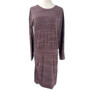 Athleta Beyond Soft Avenue Dress Side Cinch Long Sleeve Stretch Plum Sz Medium